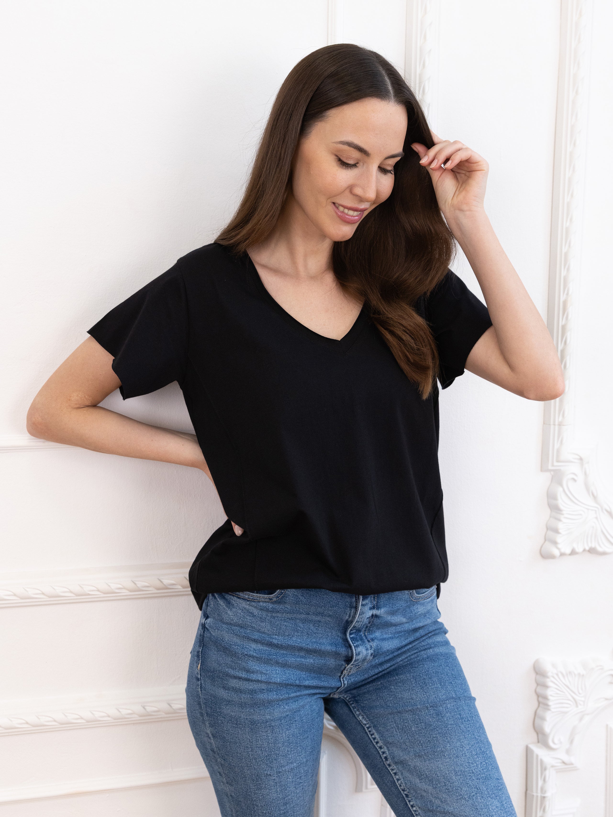 T-shirt Ola krótki rękaw serek