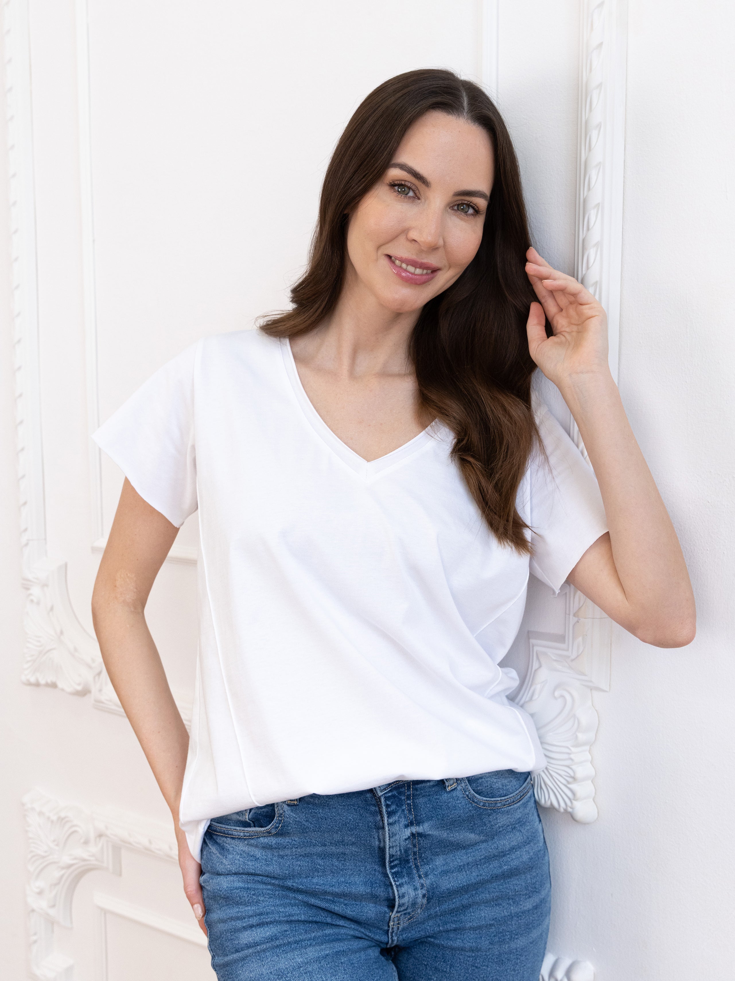 T-shirt Ola krótki rękaw serek