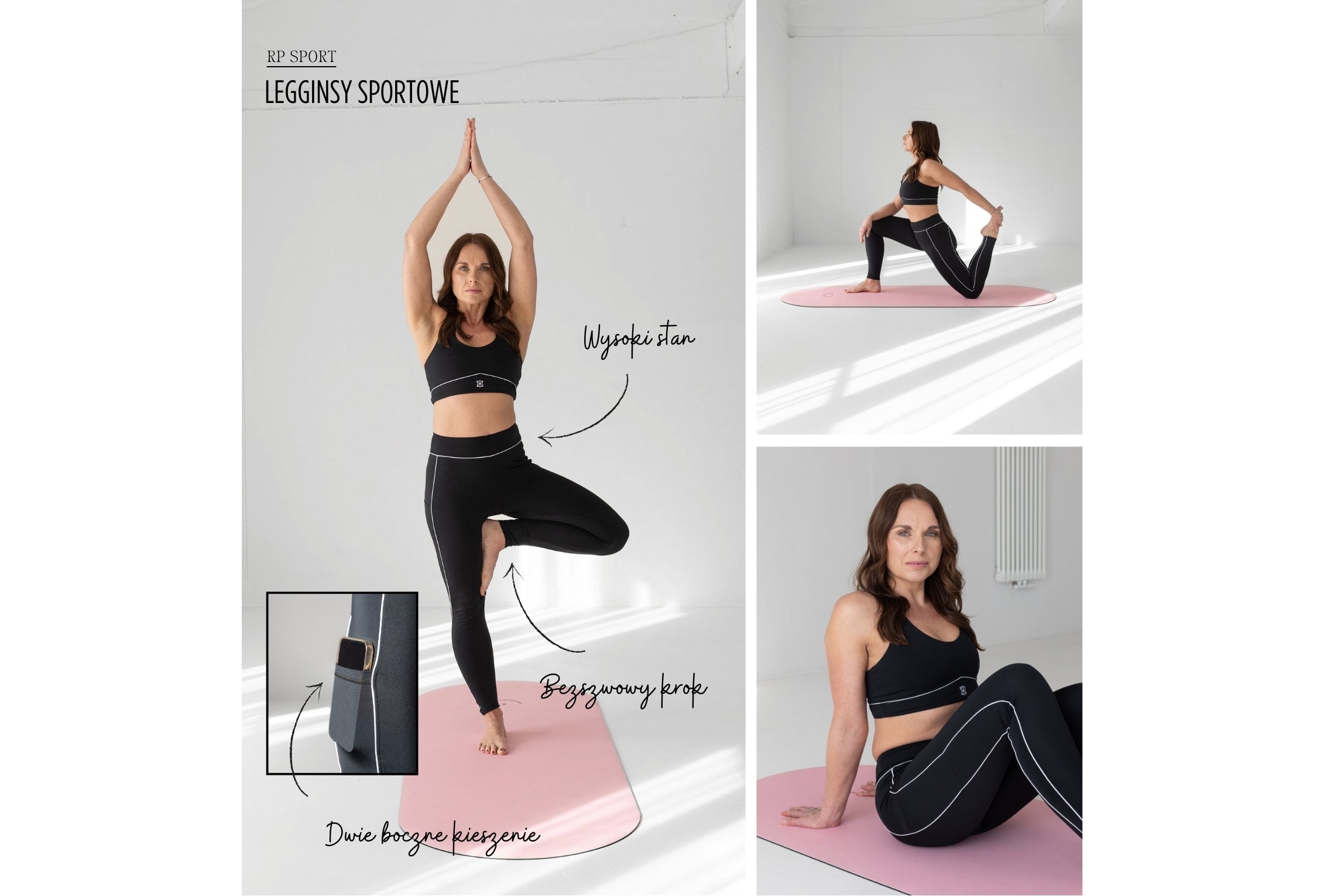 Produkt:Legginsy Sportowe. Legginsy z wysokim stanem, bezszwowym krokiem i bocznymi kieszeniami