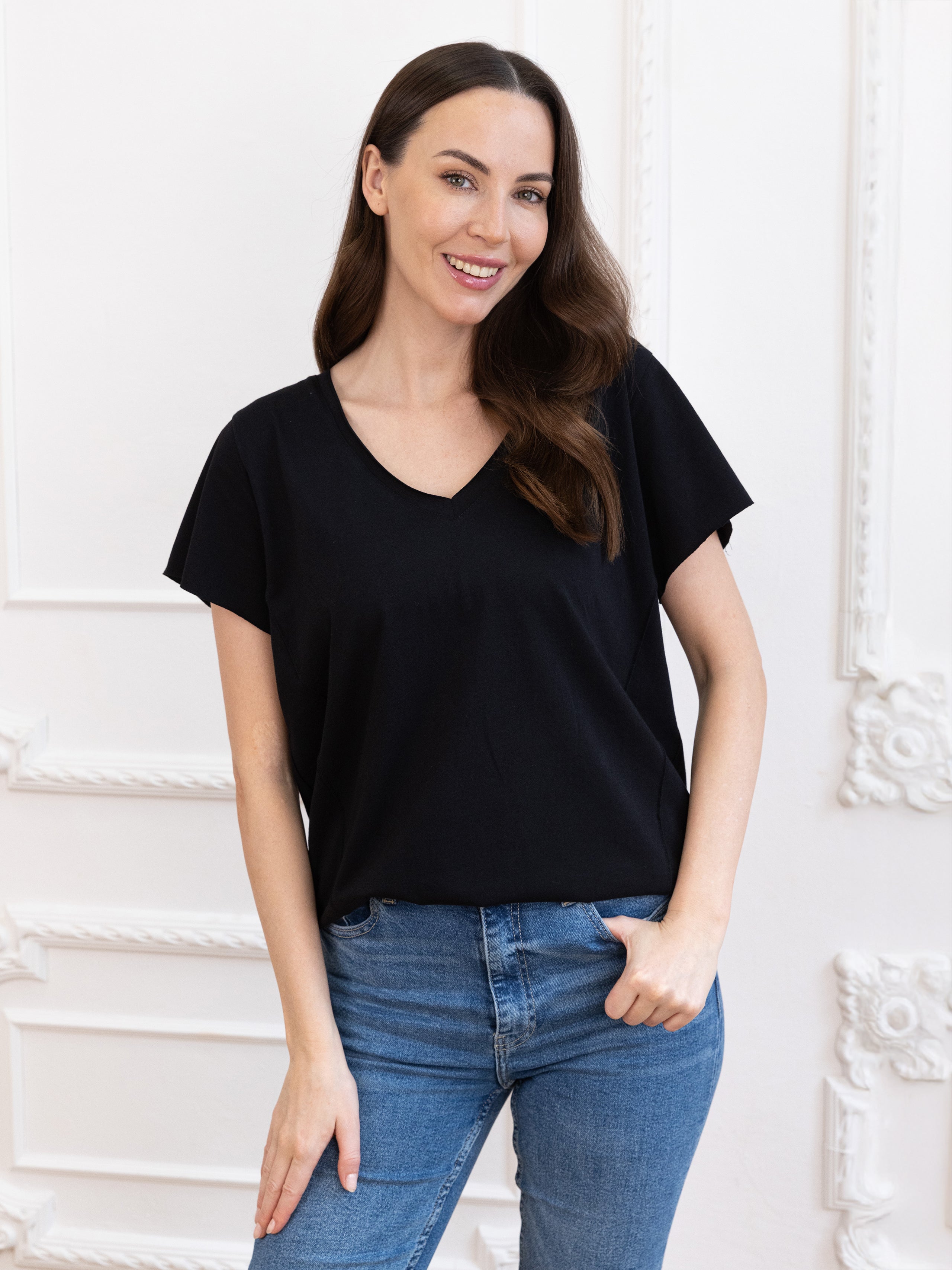 T-shirt Ola krótki rękaw serek