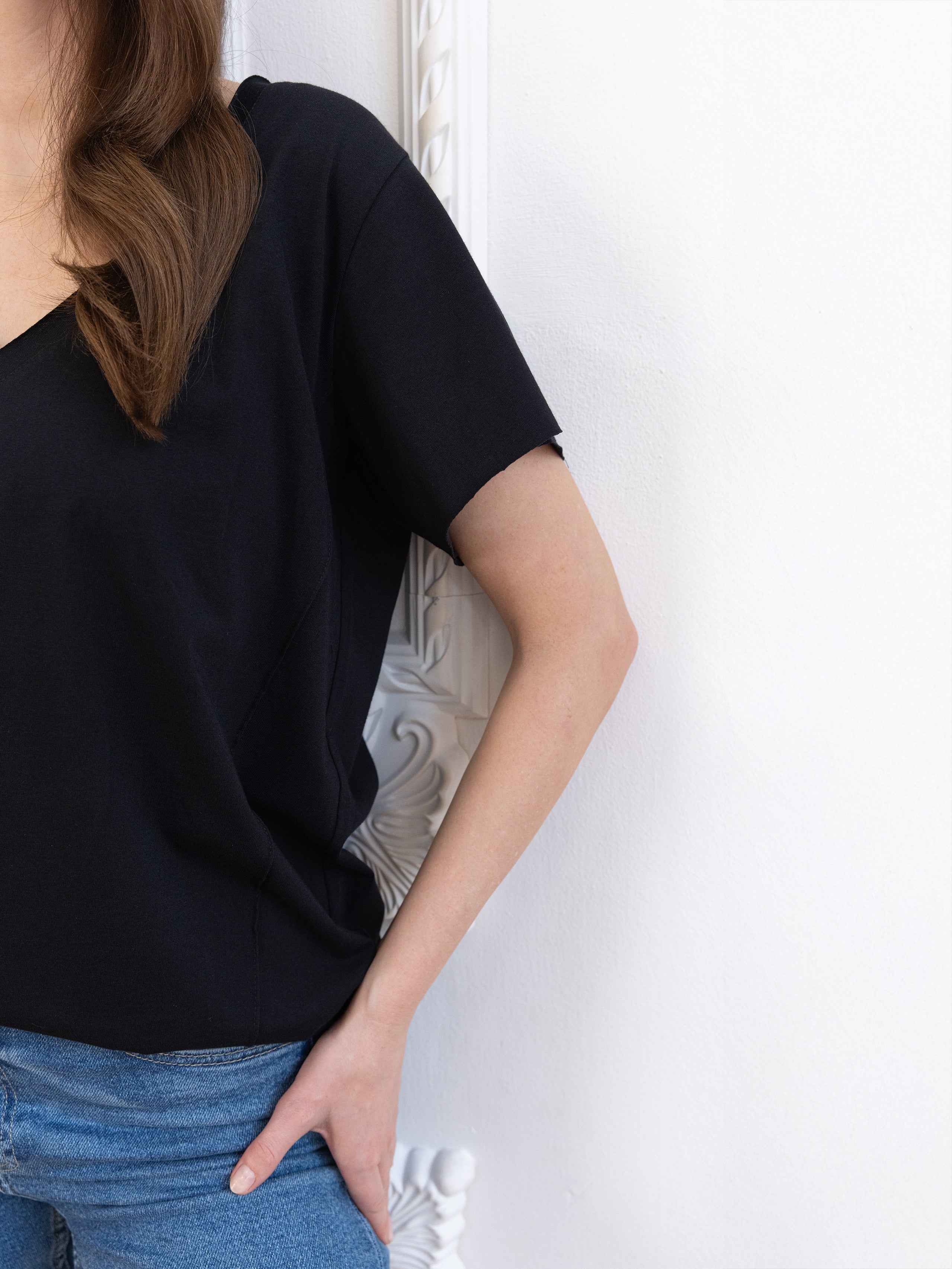 T-shirt Ola krótki rękaw serek