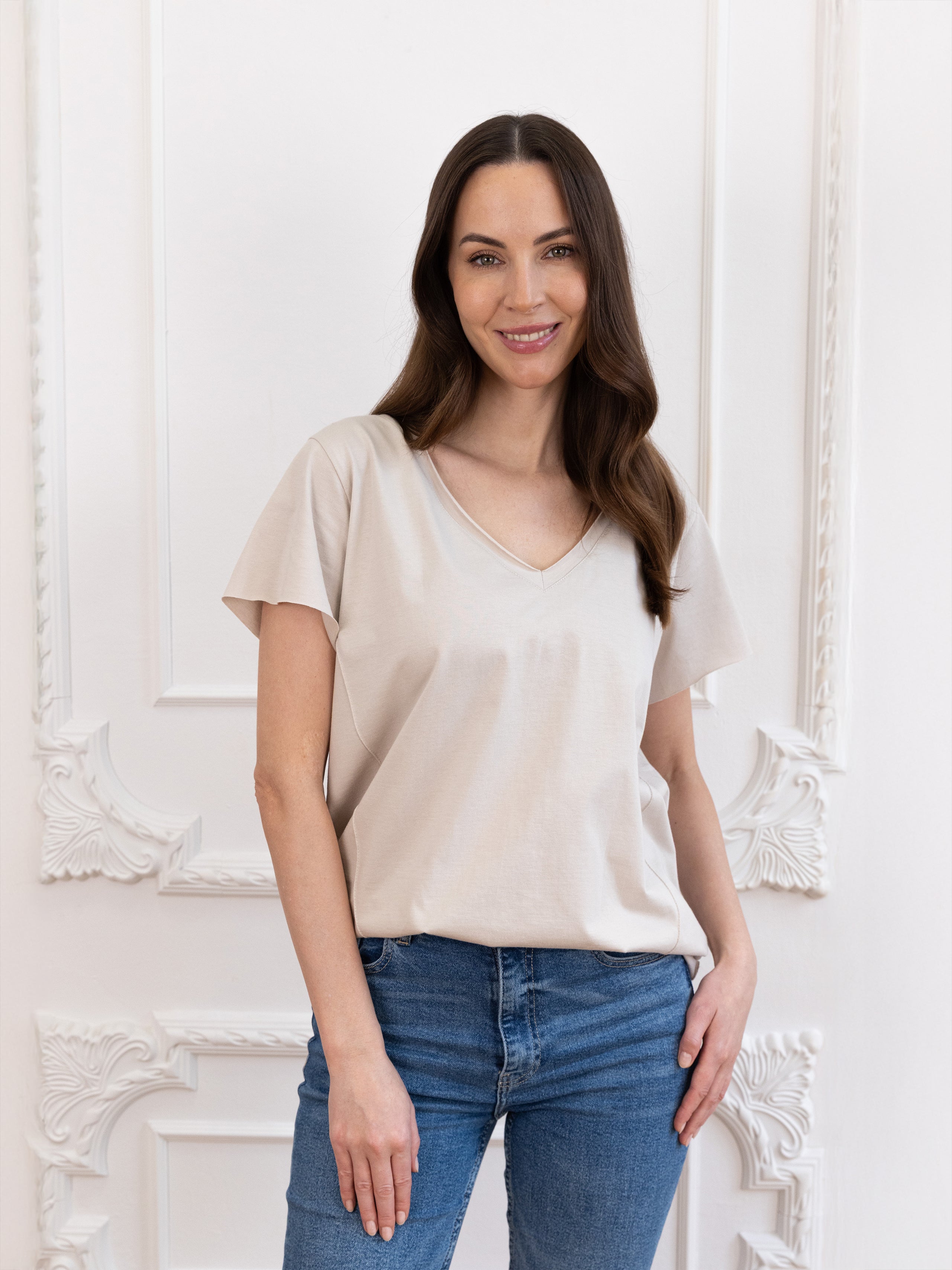 T-shirt Ola krótki rękaw serek