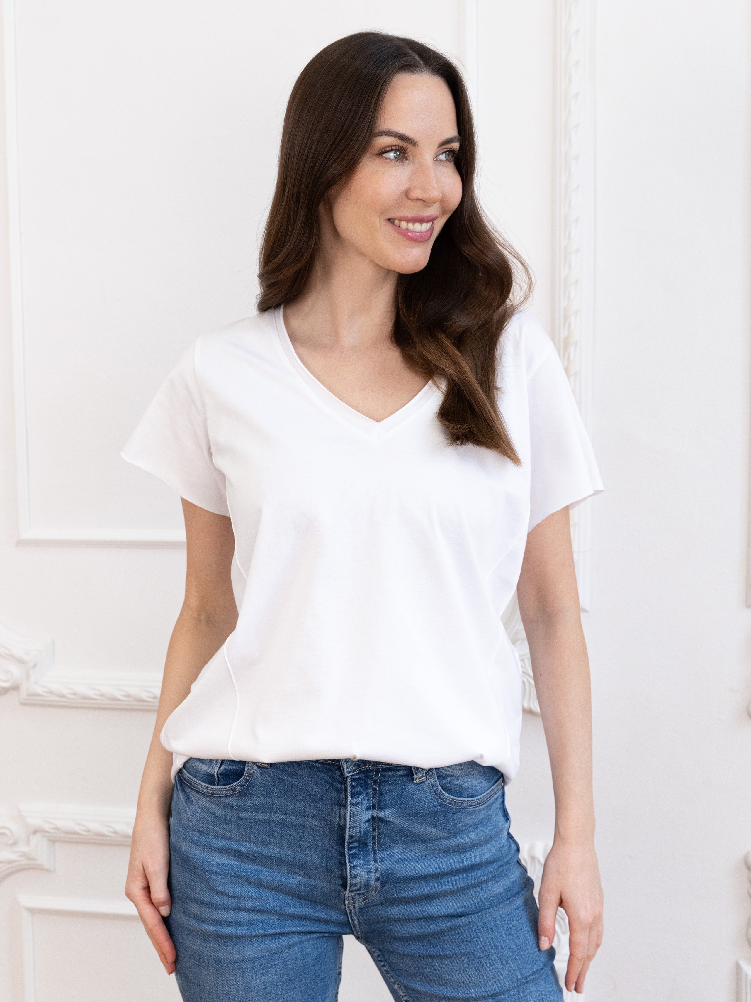 T-shirt Ola krótki rękaw serek